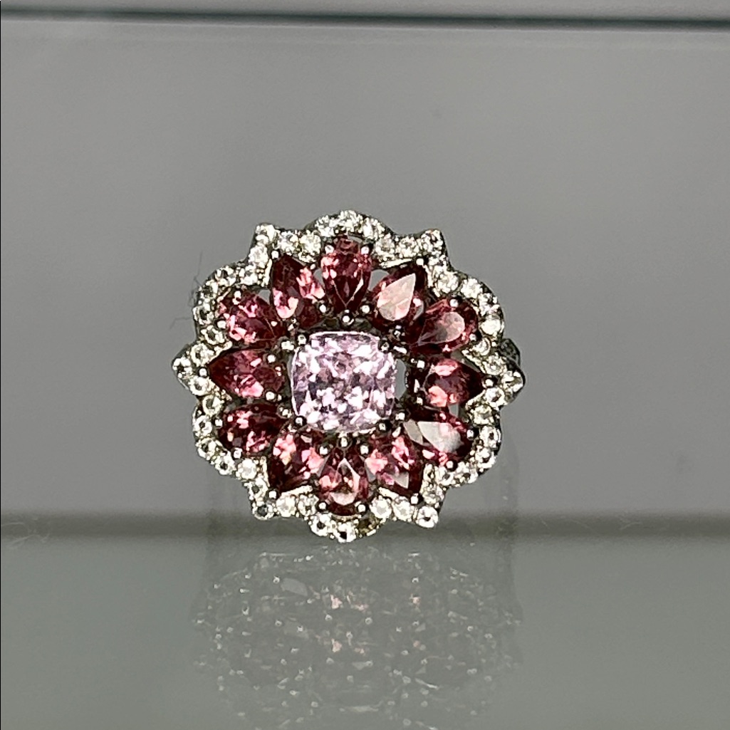 Nwot Genuine Gemstone Sterling Silver Designer Ring Bohemian Boho Colorful